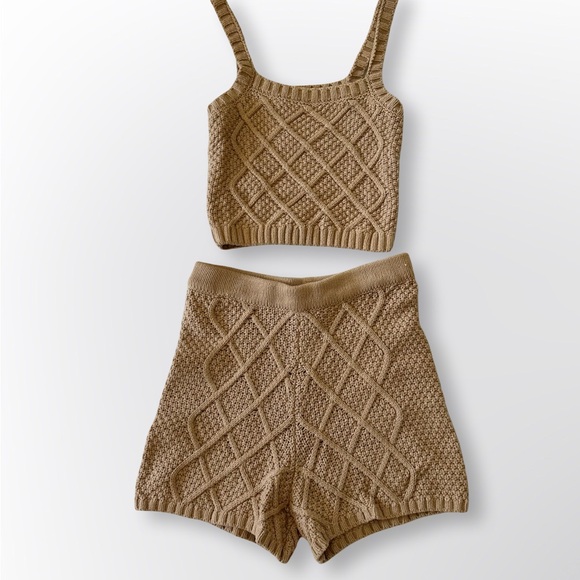 Anthropologie, Current Air, 3 Pc cable kit sweater set , Beige, Lounge Set - Picture 4 of 6